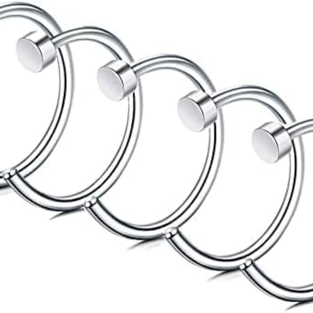Silver Stainless Steel 18G-22G Nose Hoop Piercing Jewelry 5-Piece Set
